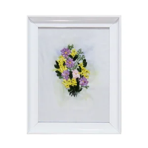 Watercolor and embroidery ribbon lily flower 38×48cm