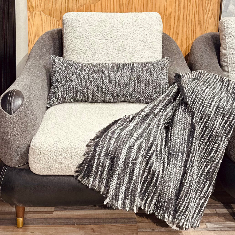 Striped gray sofa shawl 5006 1 5006