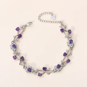 Natural Amethyst 925 Silver Rhodium