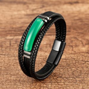Natural Agate Stone Multi layer Braided Leather Bracelet-Balance, Protection & Inner Strength