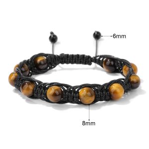 Natural Hand woven Tiger’s Eye Stone Macrame Bracelet  for Success, Courage & Grounding Energy