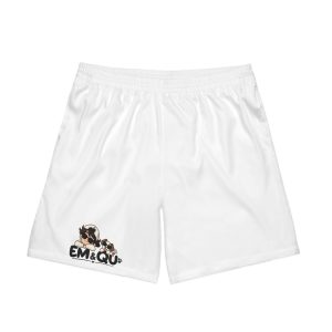 Men's Beach Shorts with EM&QU Dog Logo — Lightweight Elastic Swim Trunks