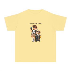 EM & QU Youth Travel Tee — “Travel. Explore. Repeat.” Graphic Shirt for Kids