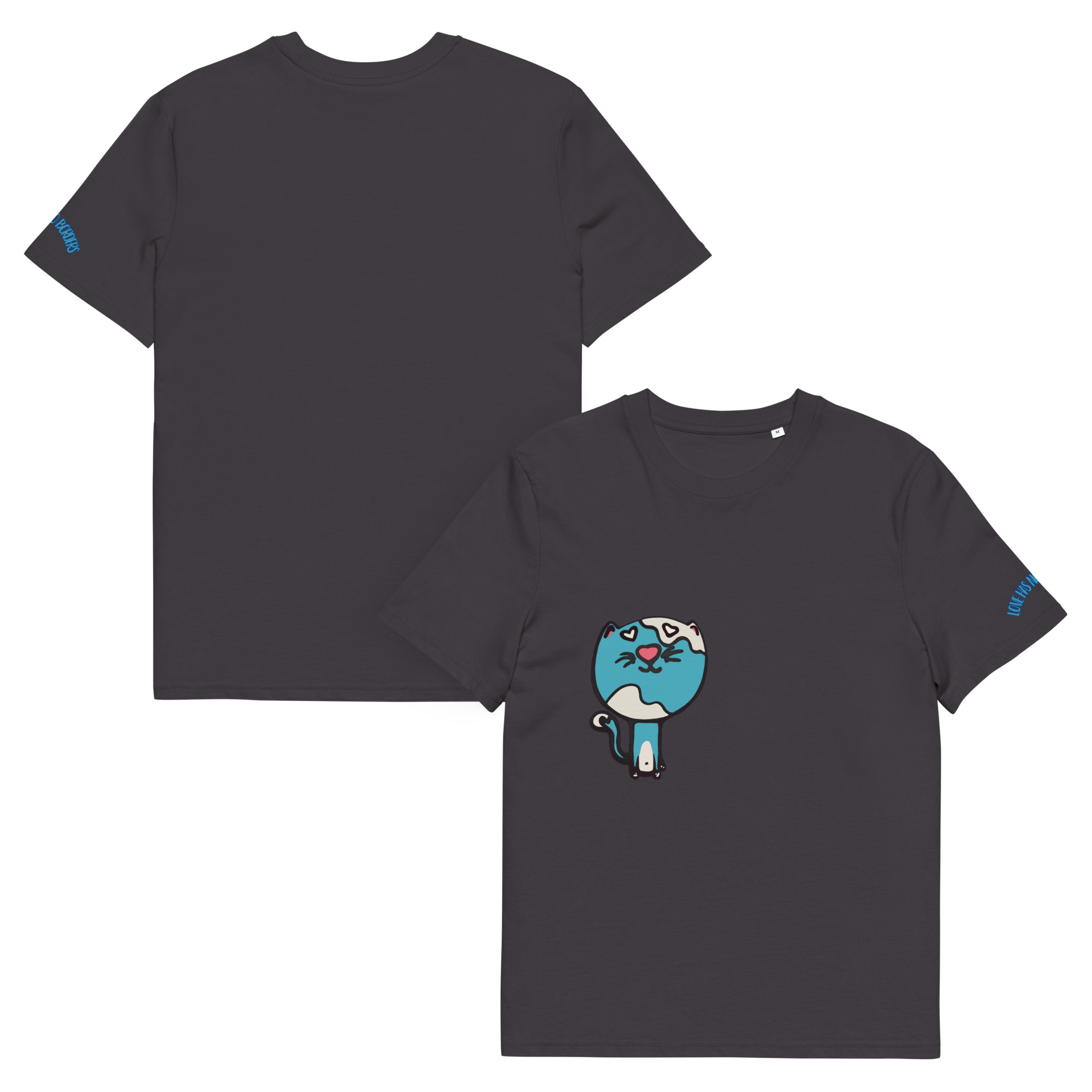 unisex-organic-cotton-creator-2.0-t-shirt-anthracite-front-and-back-6a7f4ea27e972.jpg Kai Cat Graphic Organic Cotton T-Shirt | Unisex