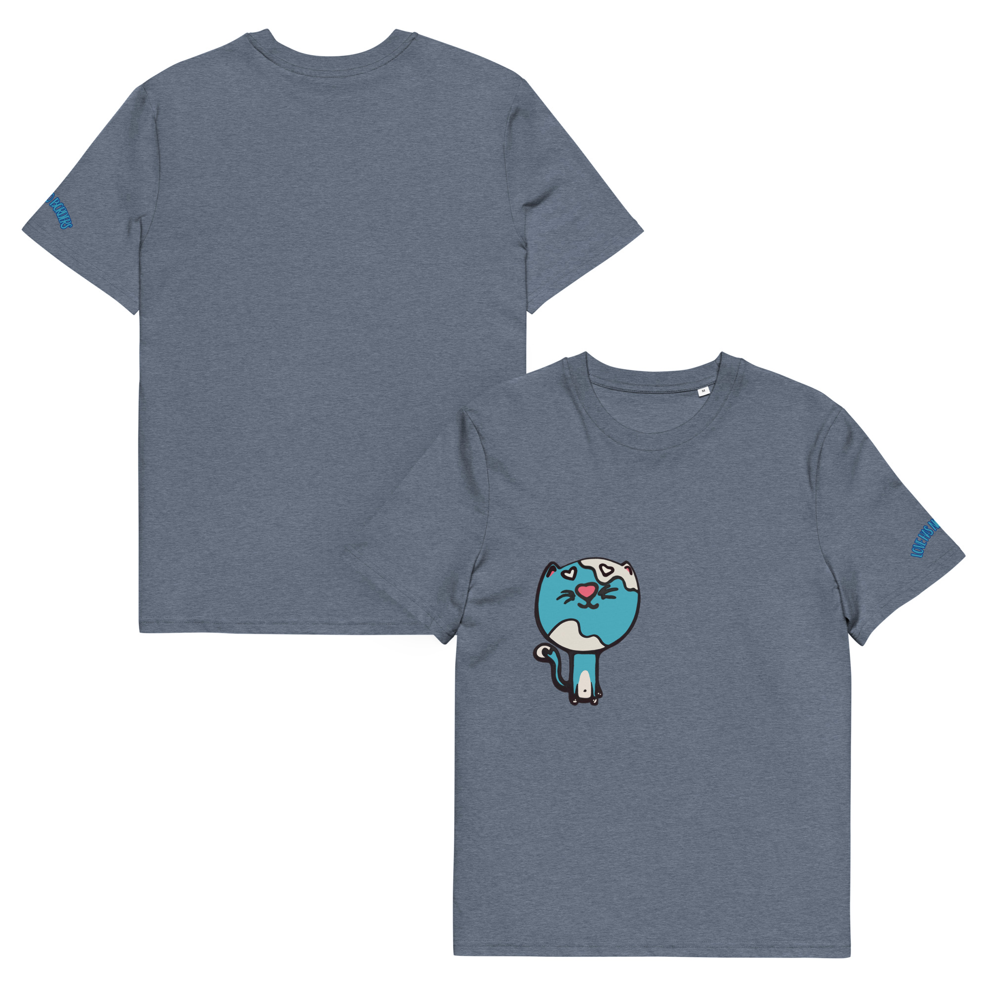 unisex-organic-cotton-creator-2.0-t-shirt-dark-heather-blue-front-and-back-6a7f4ea27eaab.jpg Kai Cat Graphic Organic Cotton T-Shirt | Unisex
