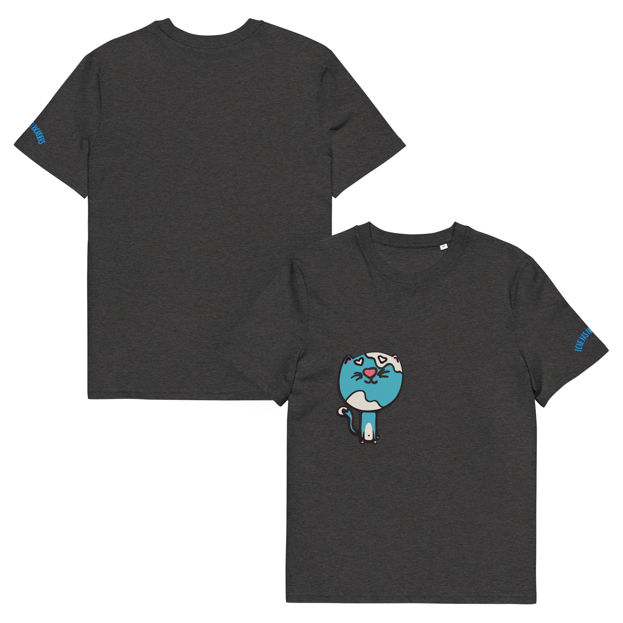 unisex-organic-cotton-creator-2.0-t-shirt-dark-heather-grey-front-and-back-6a7f4ea27eae1.jpg Kai Cat Graphic Organic Cotton T-Shirt | Unisex